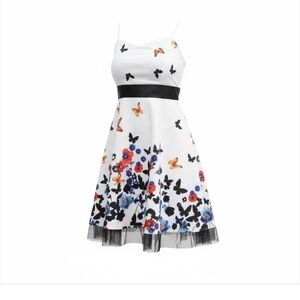 Elegant White Butterfly Print Dress